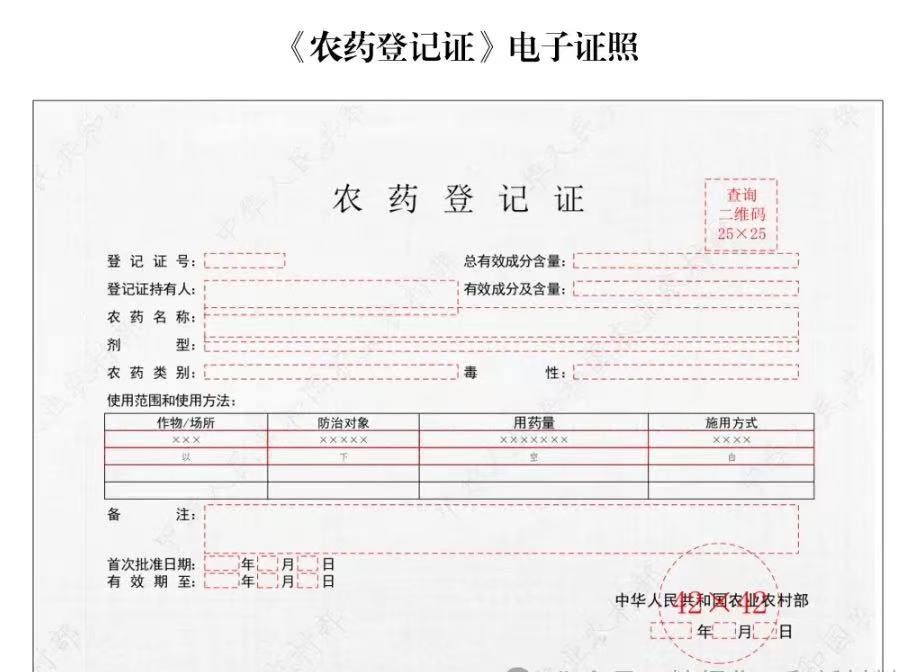 2025年1月1日起不再制发《农药登记证》纸质证照